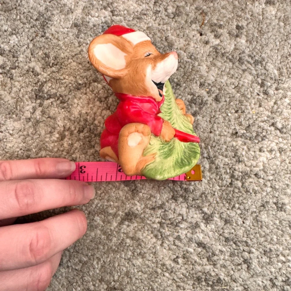 VTG Simson Giftware Ceramic Christmas Cute Miniature Mouse Figurine‎ Taiwan